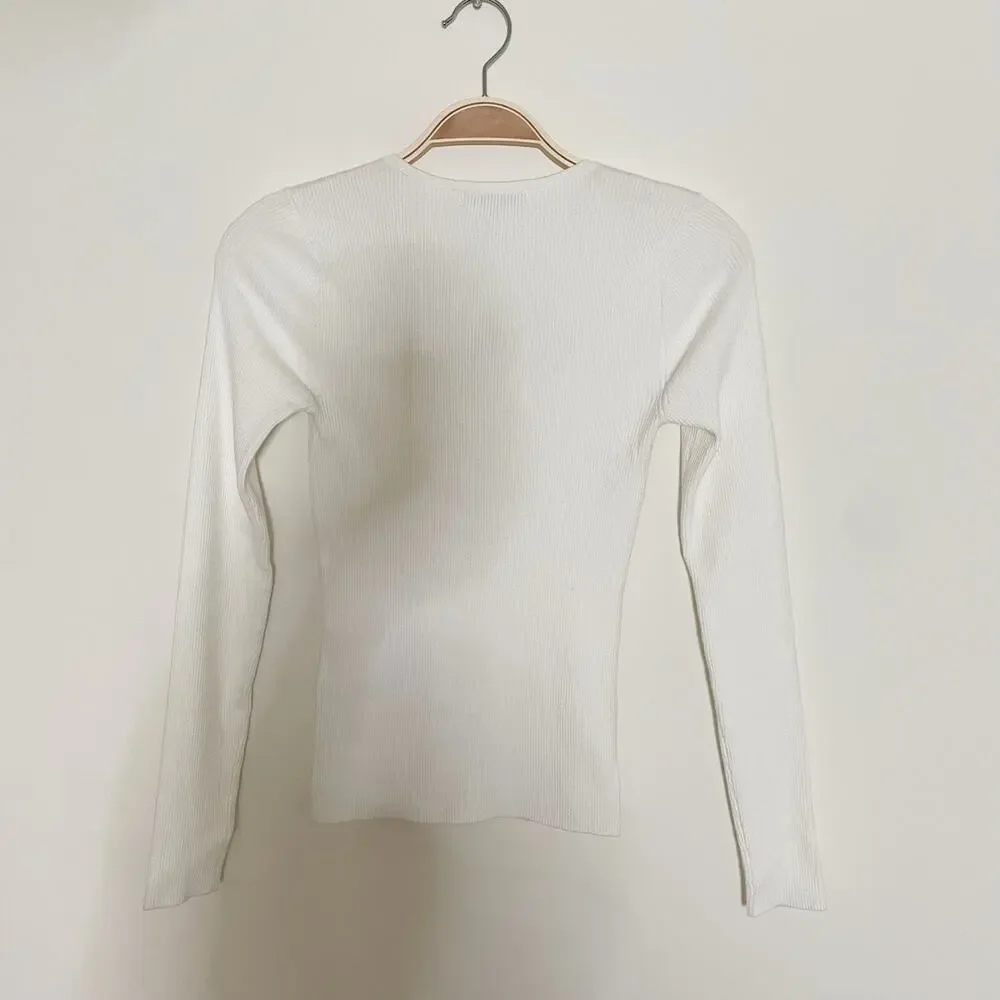 Madewell Wide Rib‎ Sweater Top NM615 Sweetheart Corset Antique Cream Sz XS NWT